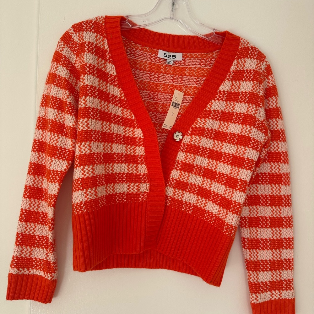 525 America Women's Red and White Plaid Cardigan